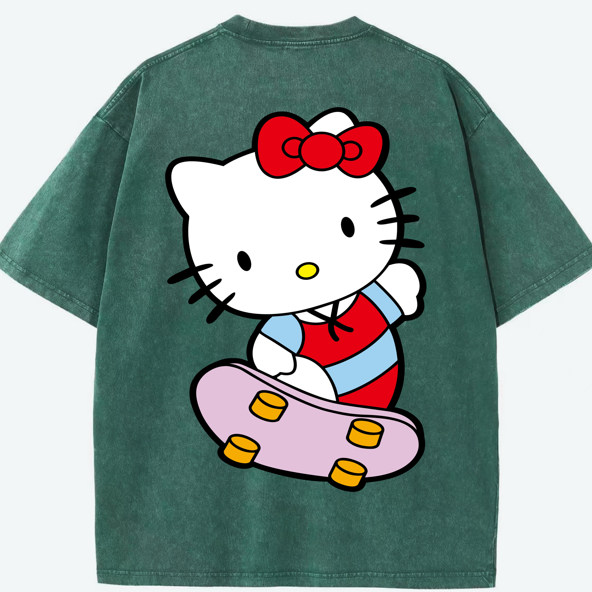 （画像用） Hello Kitty ハローキティ 綿100% ヴィンテージ風 半袖Tシャツ（背面プリント）
